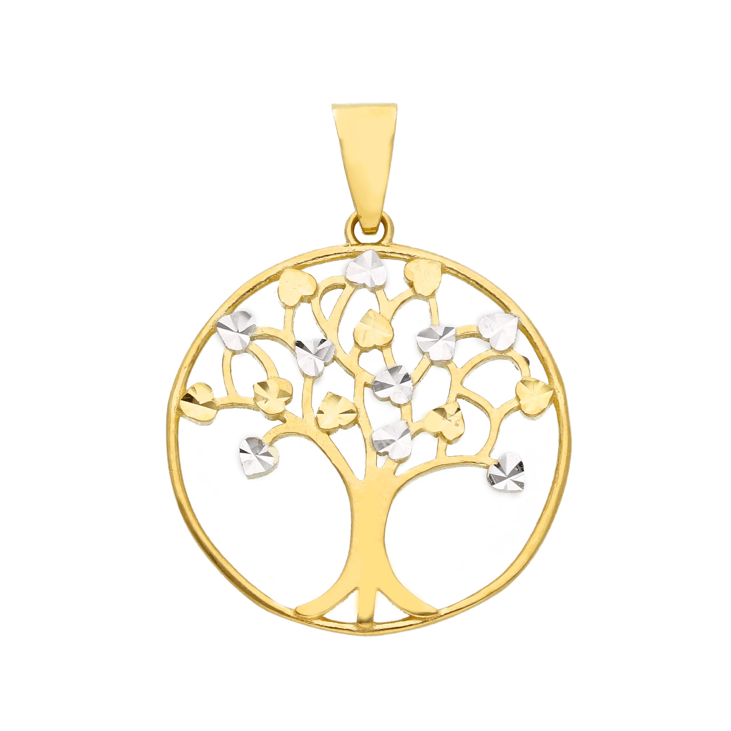 Mενταγιόν απo κίτρινο χρυσό Κ14 με το δέντρο της ζωής  (code S231836)